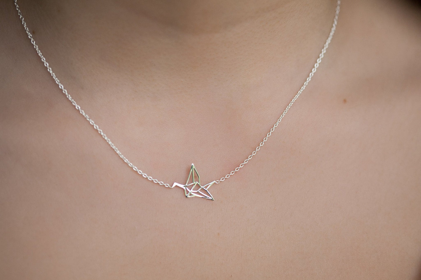 Collier cygne origami en argent