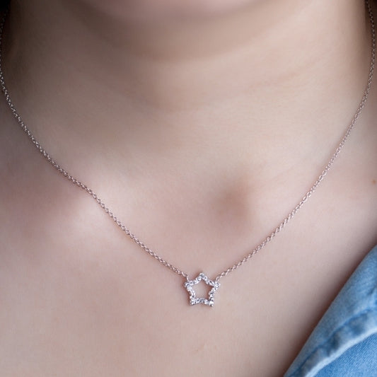 Collier étoile en argent et zircons