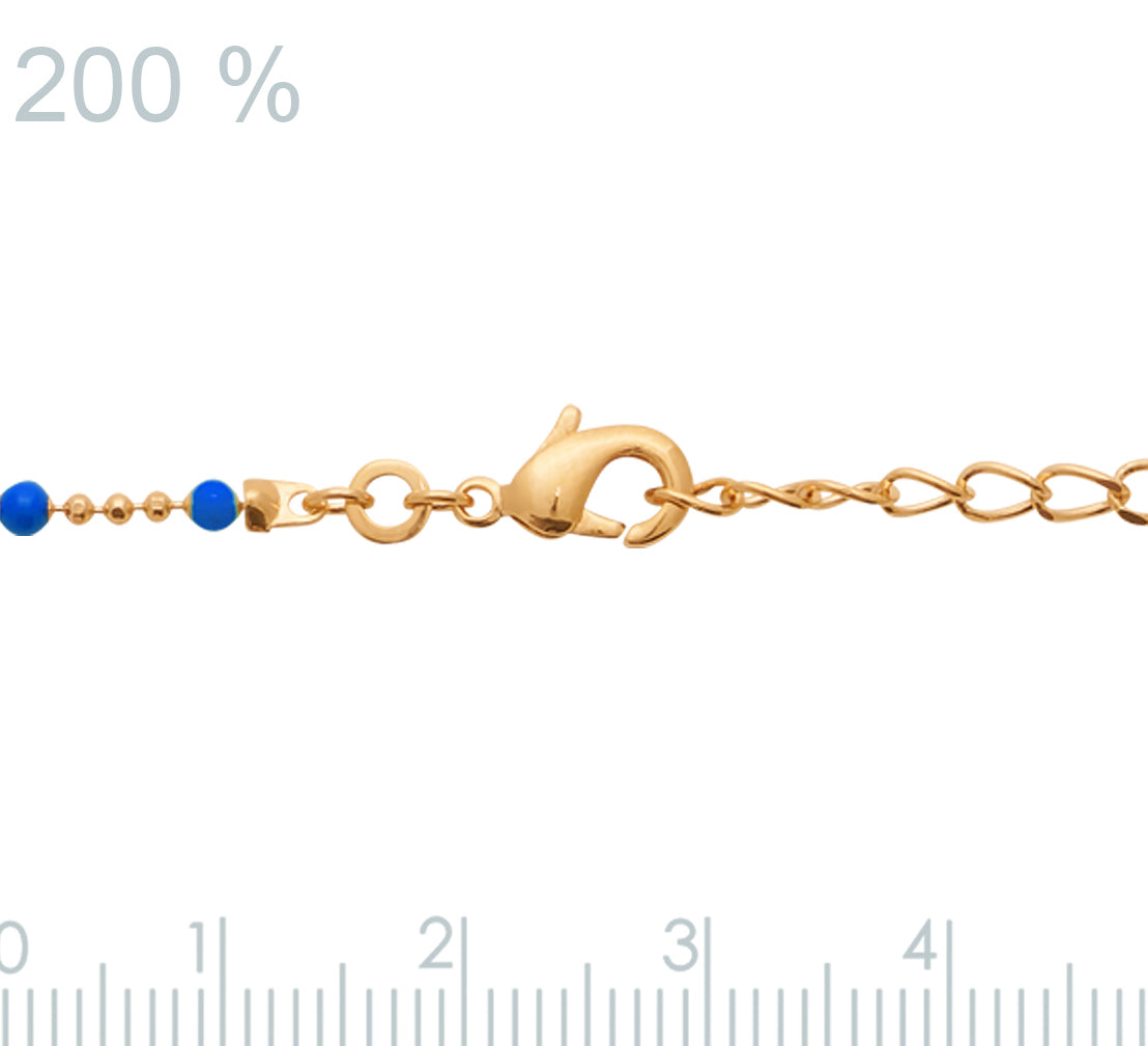 Collier chaîne et mini perles bleues plaqué or