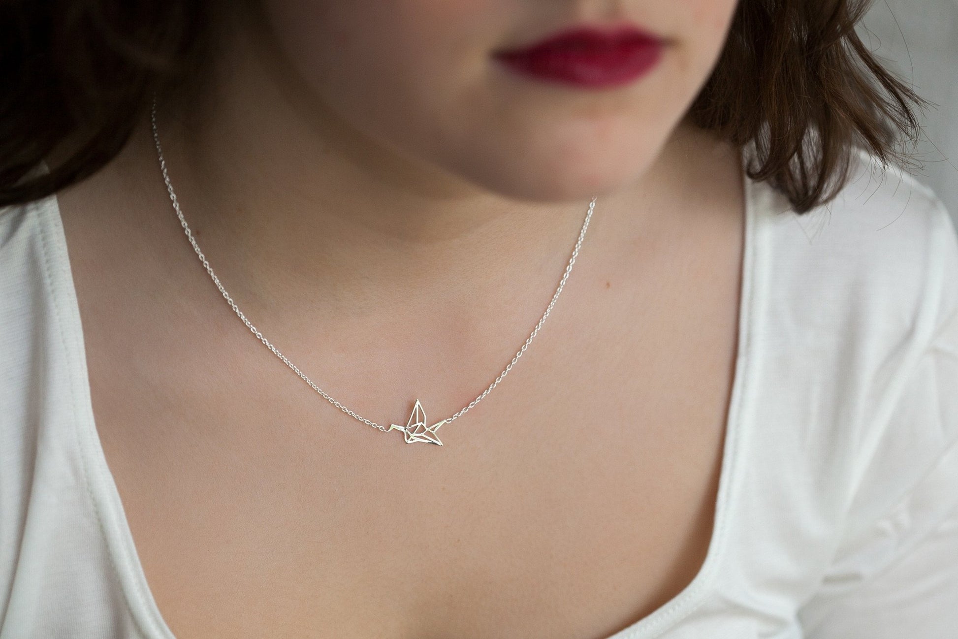 Collier cygne origami en argent