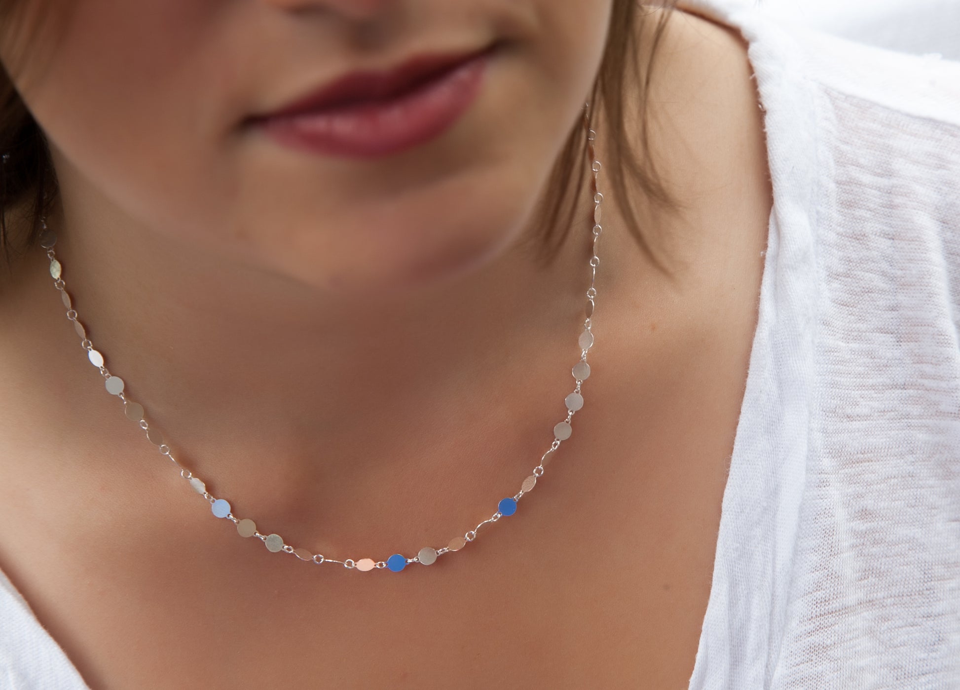 Collier pastilles en argent véritable