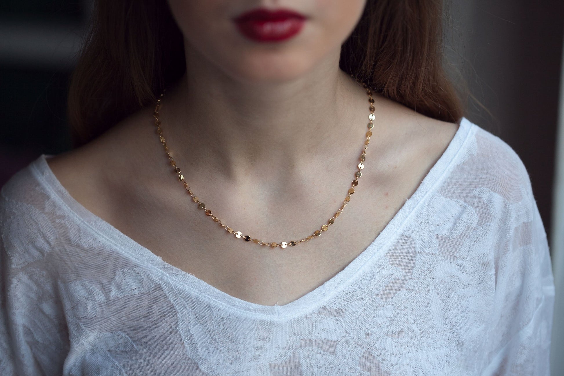 Collier petites pastilles plaqué or