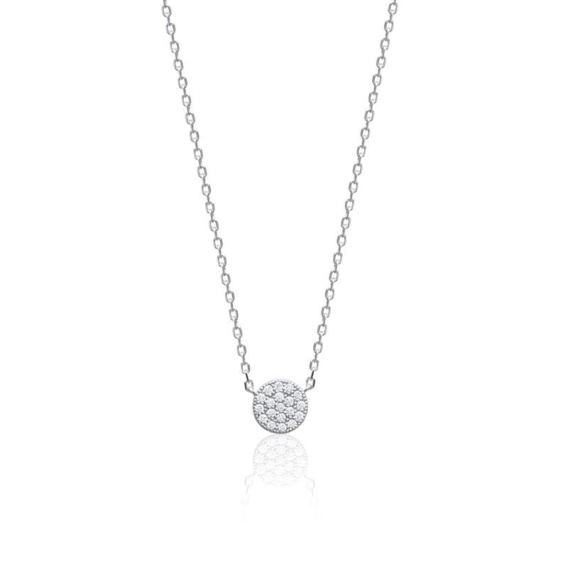 Collier petit rond serti de zircons en argent