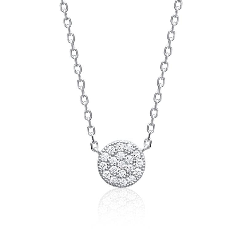 Collier petit rond serti de zircons en argent