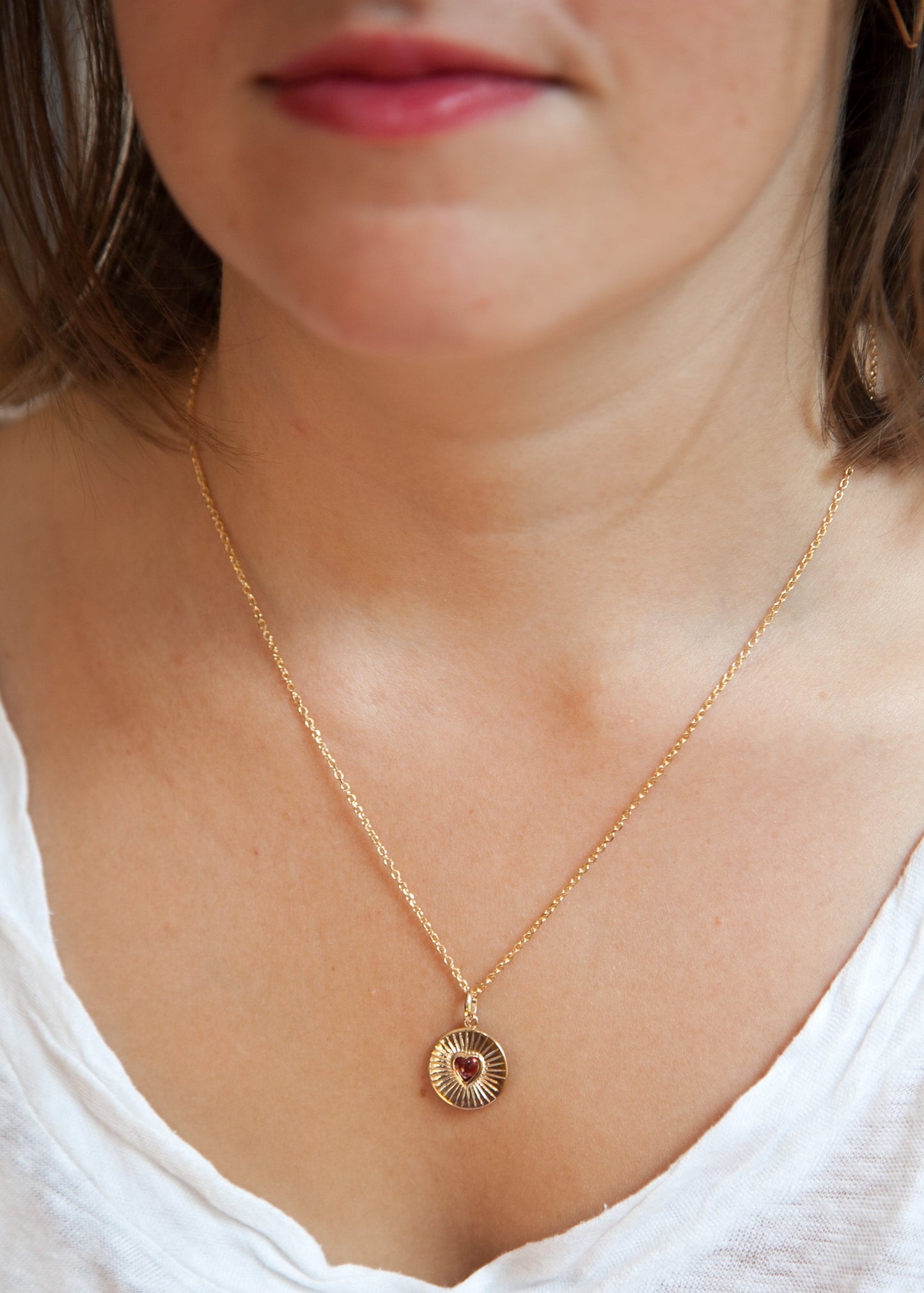 Collier pendentif coeur orange plaqué or
