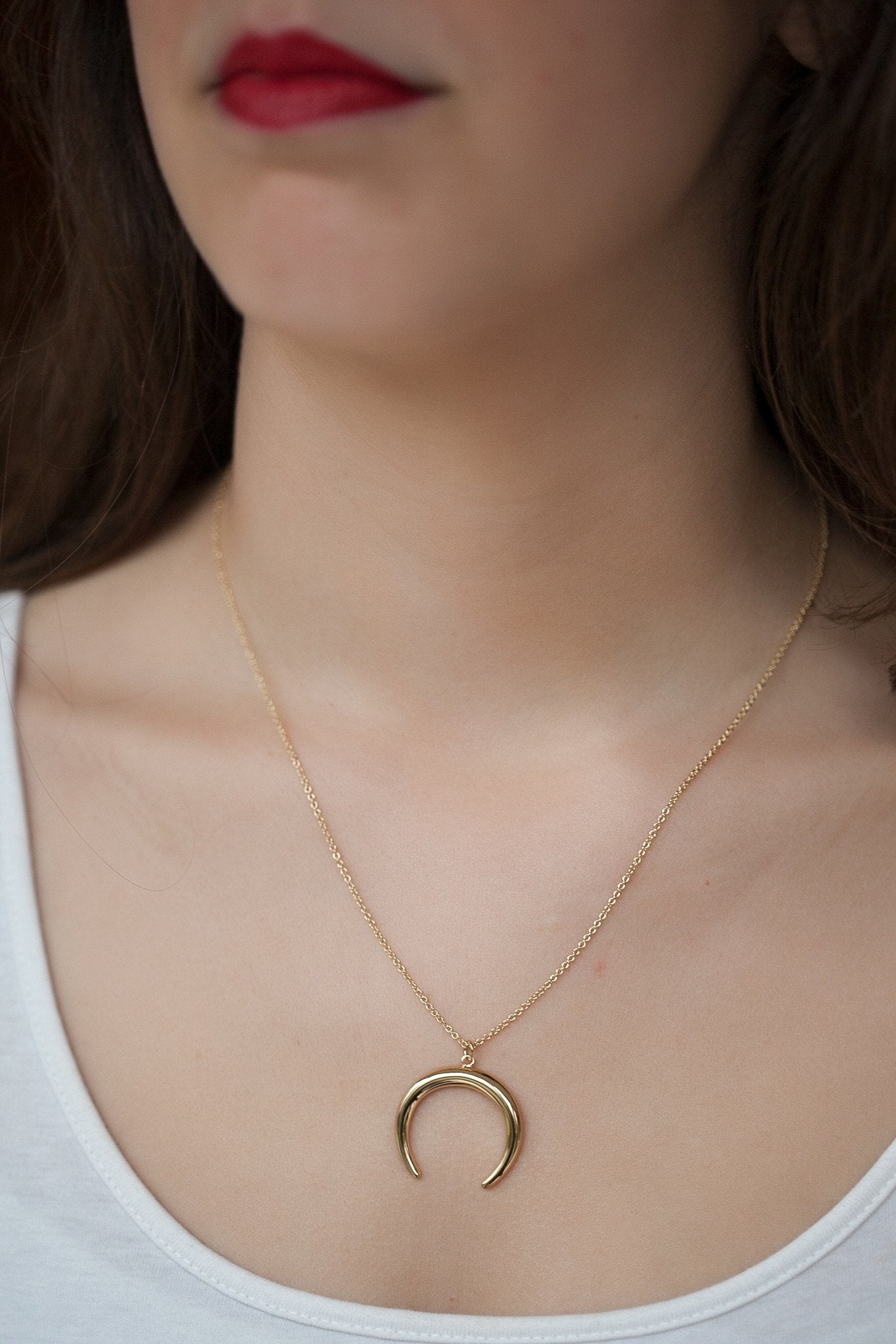 Collier lune plaqué or