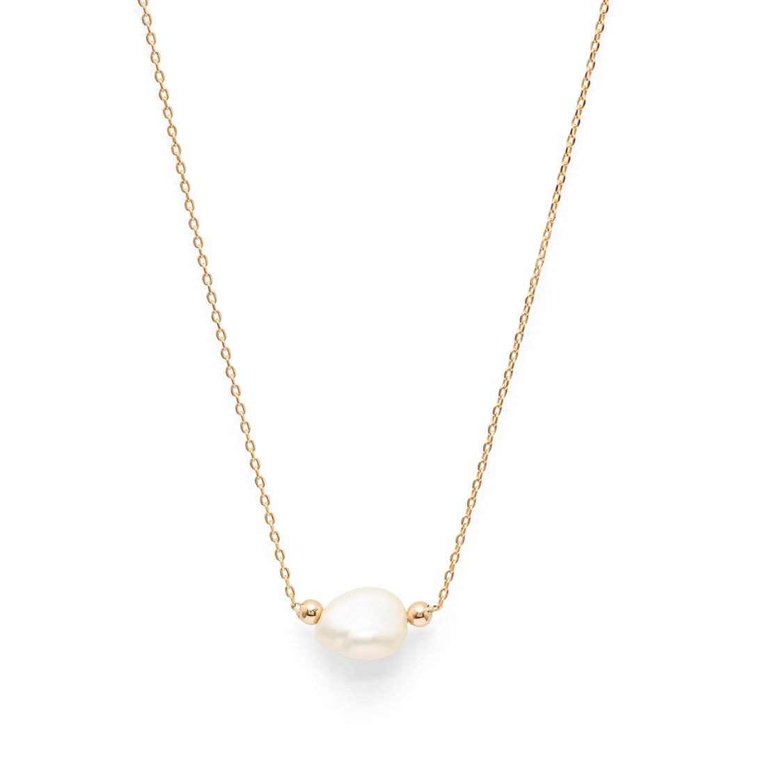 Collier perle blanche plaqué or