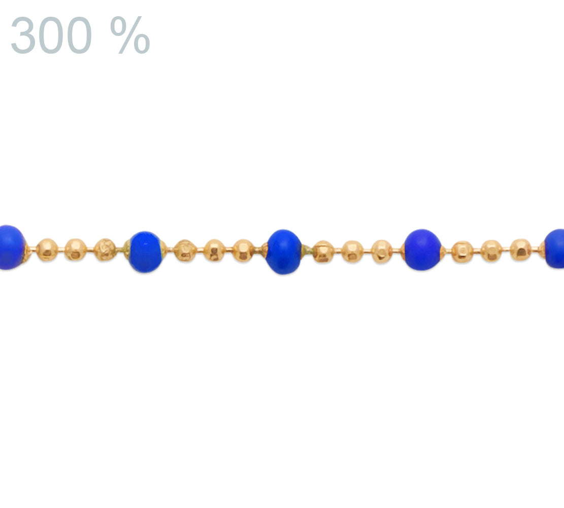 Collier chaîne et mini perles bleues plaqué or