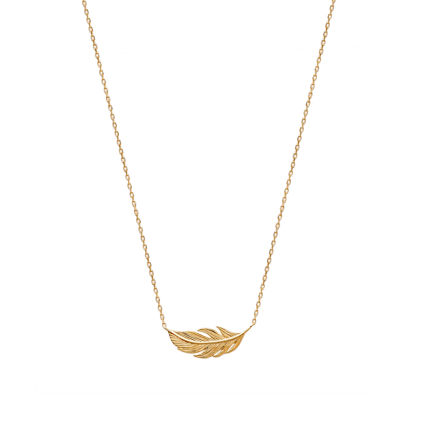 Collier avec plume d'oiseau plaqué or