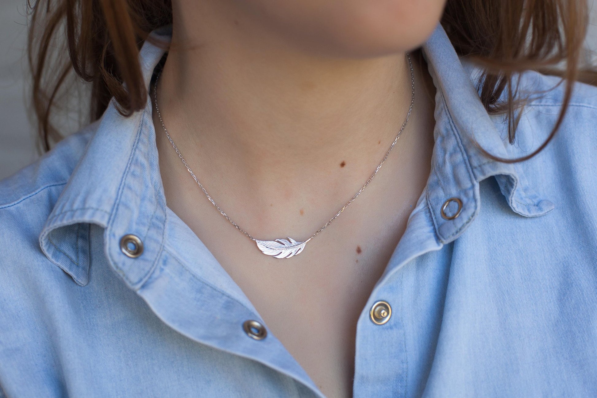 Collier Plume d'oiseau en argent