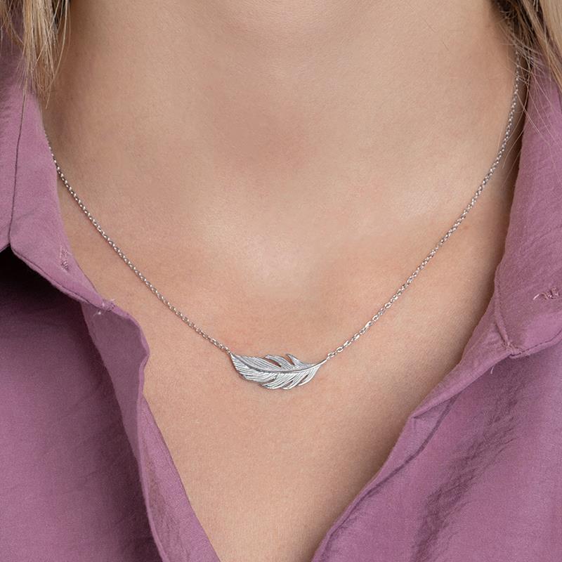 Collier Plume d'oiseau en argent