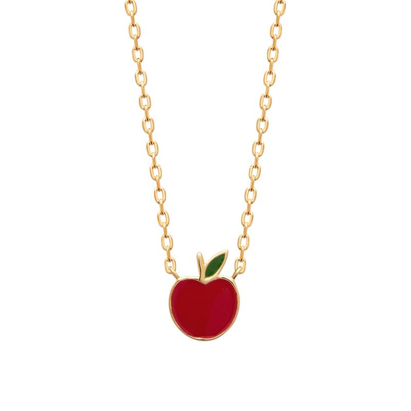 Collier pomme rouge plaqué or