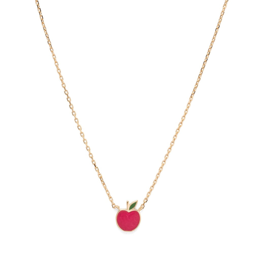 Collier pomme rouge plaqué or – Elise et moi