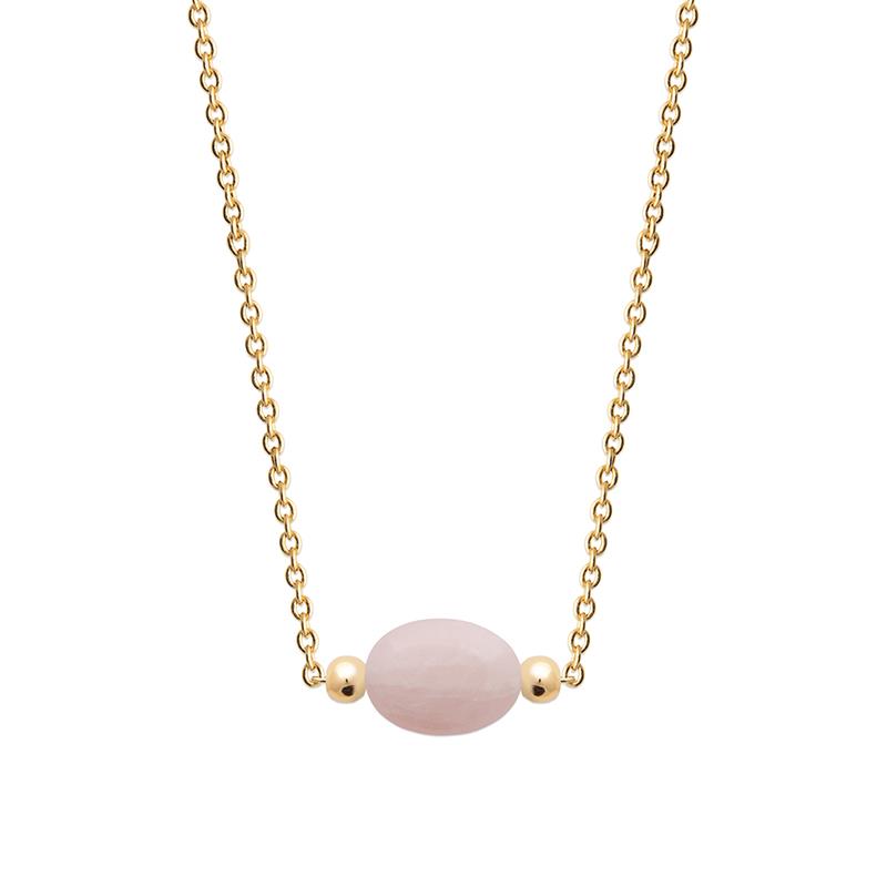 Collier quartz rose plaqué or 18 carats