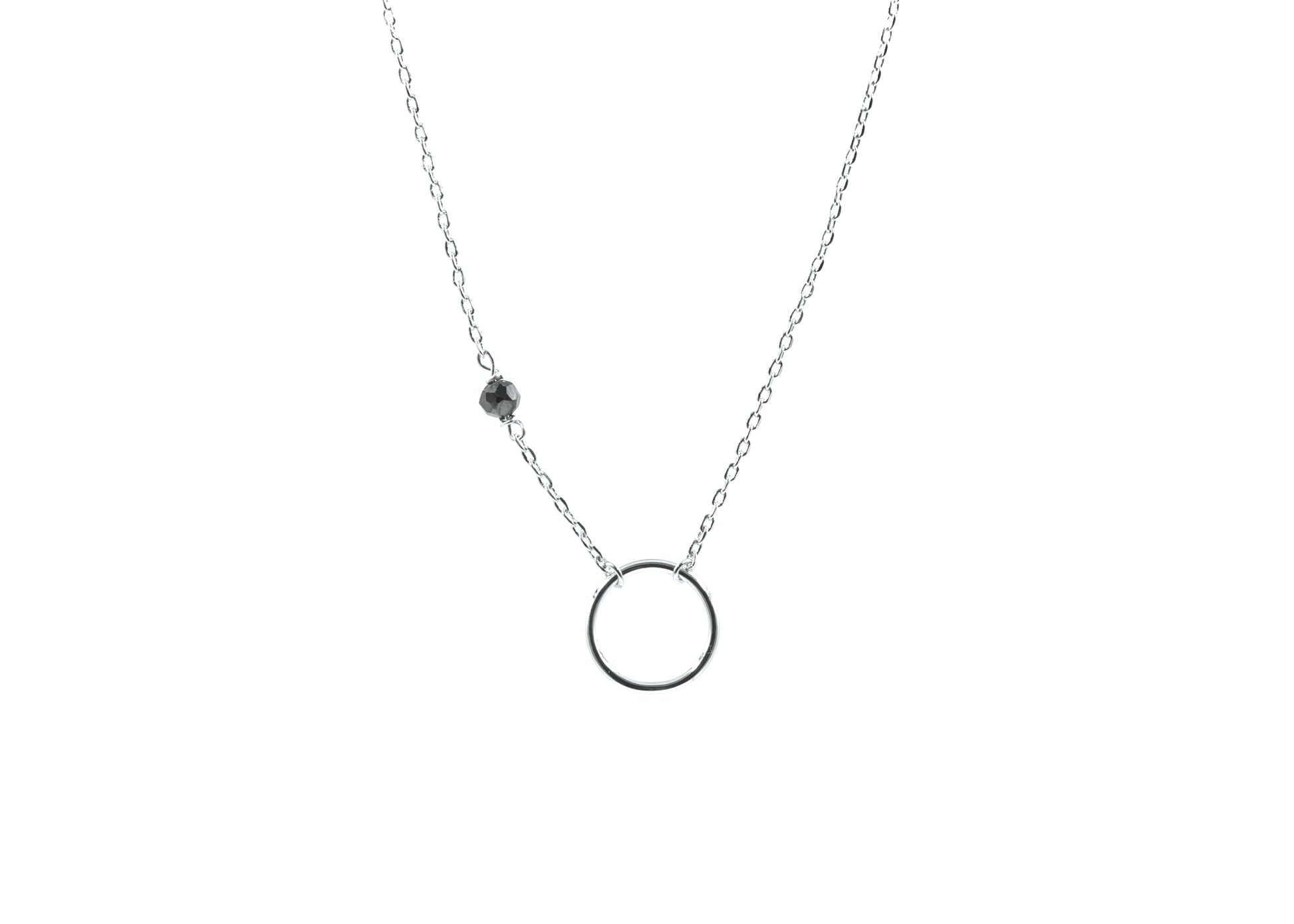 Collier un rond et pierre en argent
