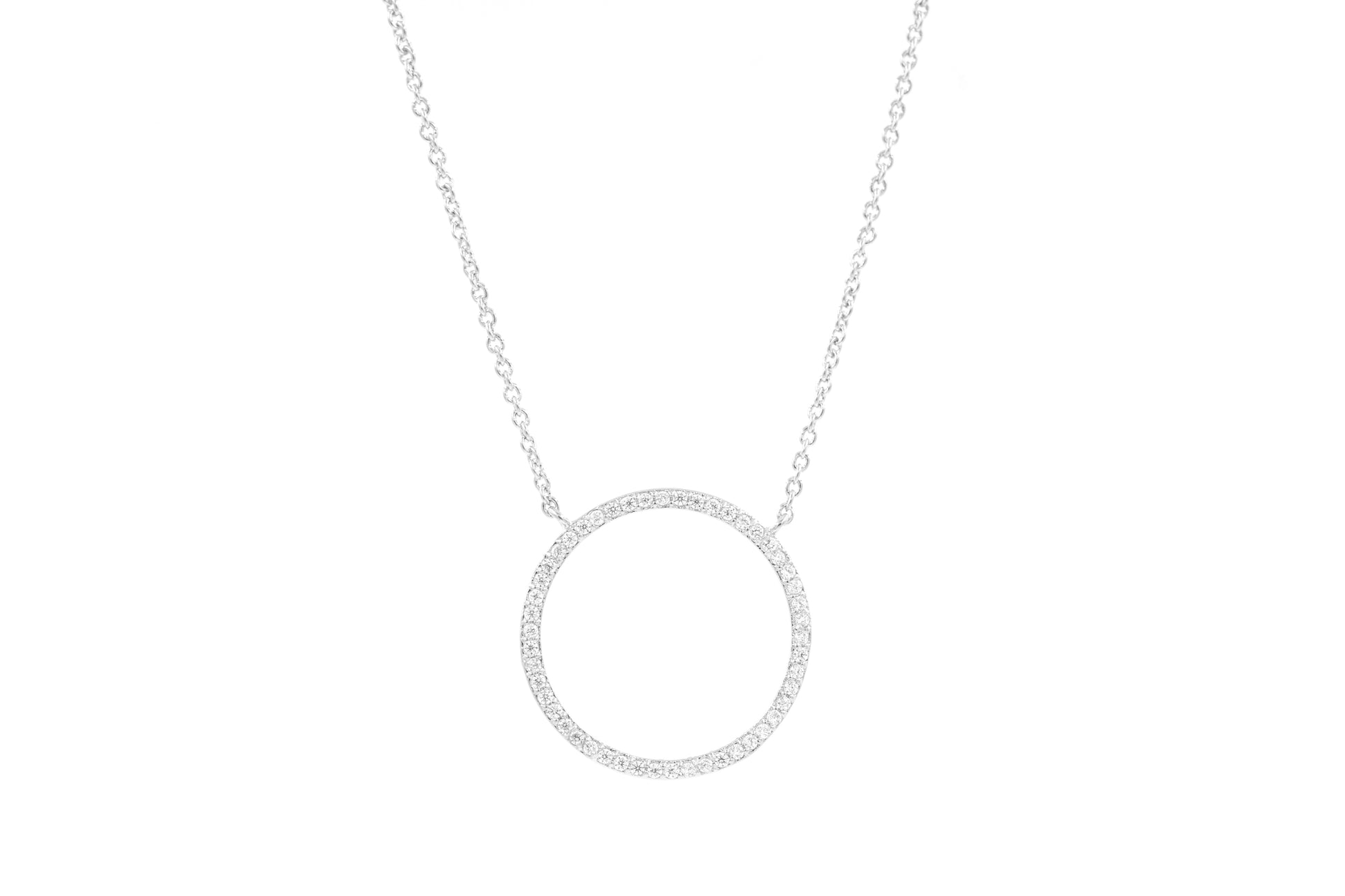 Collier 1 rond en argent massif et zirconium