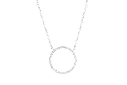 Collier 1 rond en argent massif et zirconium
