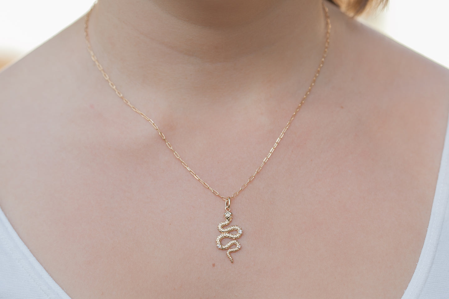 Collier pendentif serpent rétro plaqué or