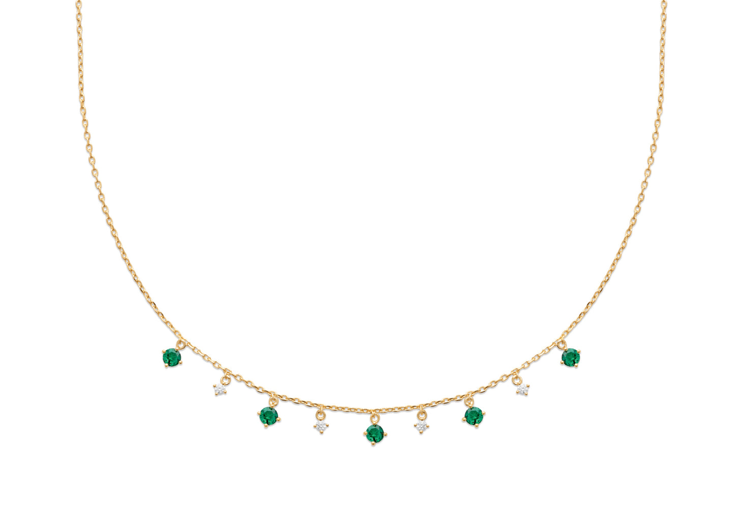 Collier pampilles serti de zircons verts plaqué or