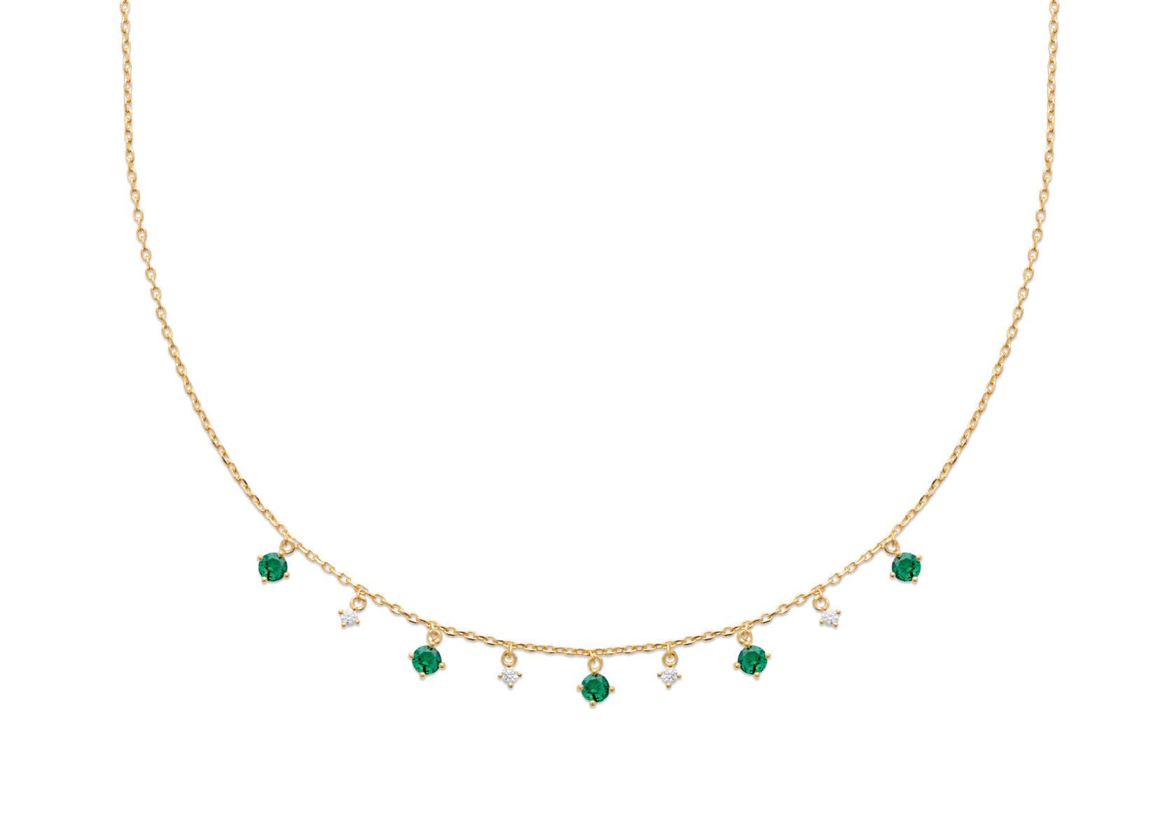 Collier pampilles serti de zircons verts plaqué or