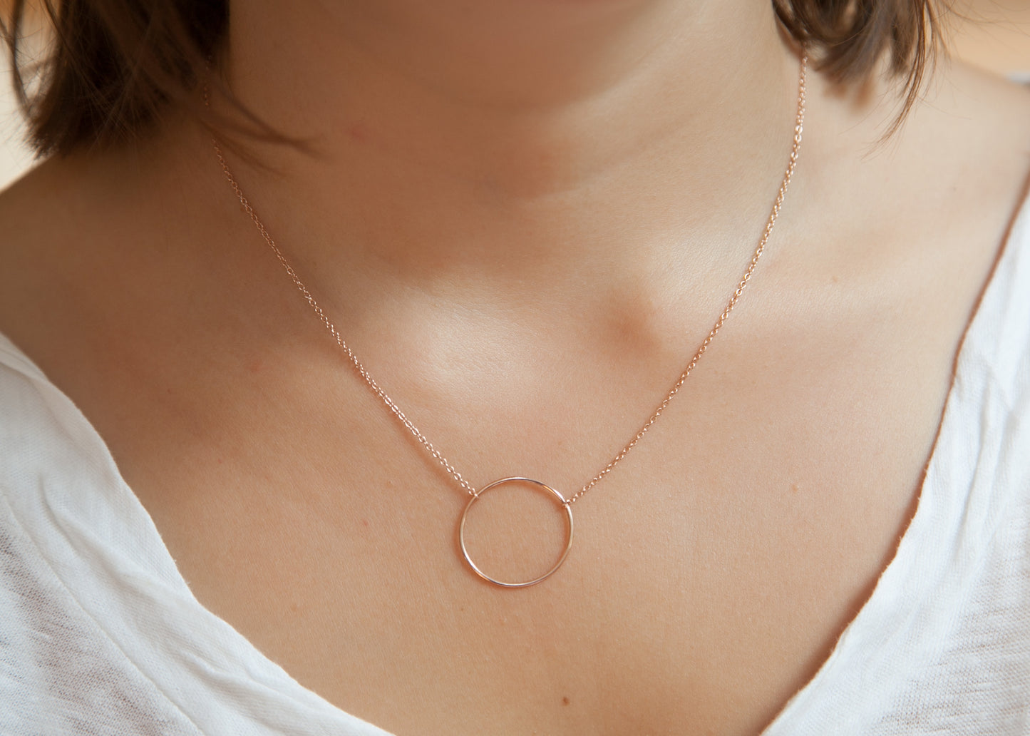 Collier 1 rond plaqué or rose