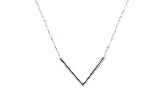 Collier v en argent.  Géométrique et design.