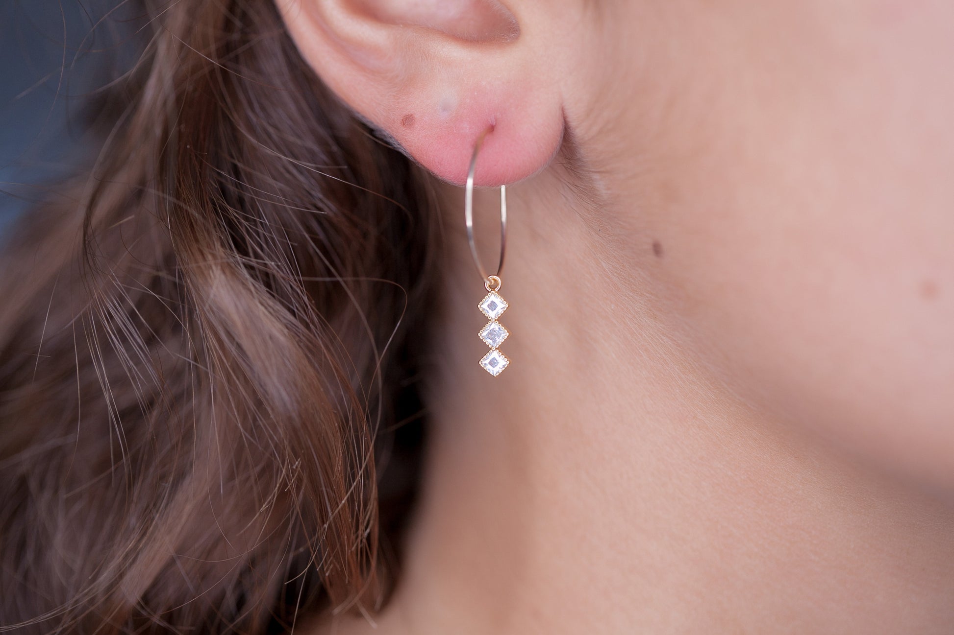 Boucles d'oreilles rond et strass en argent véritable – Elise et moi