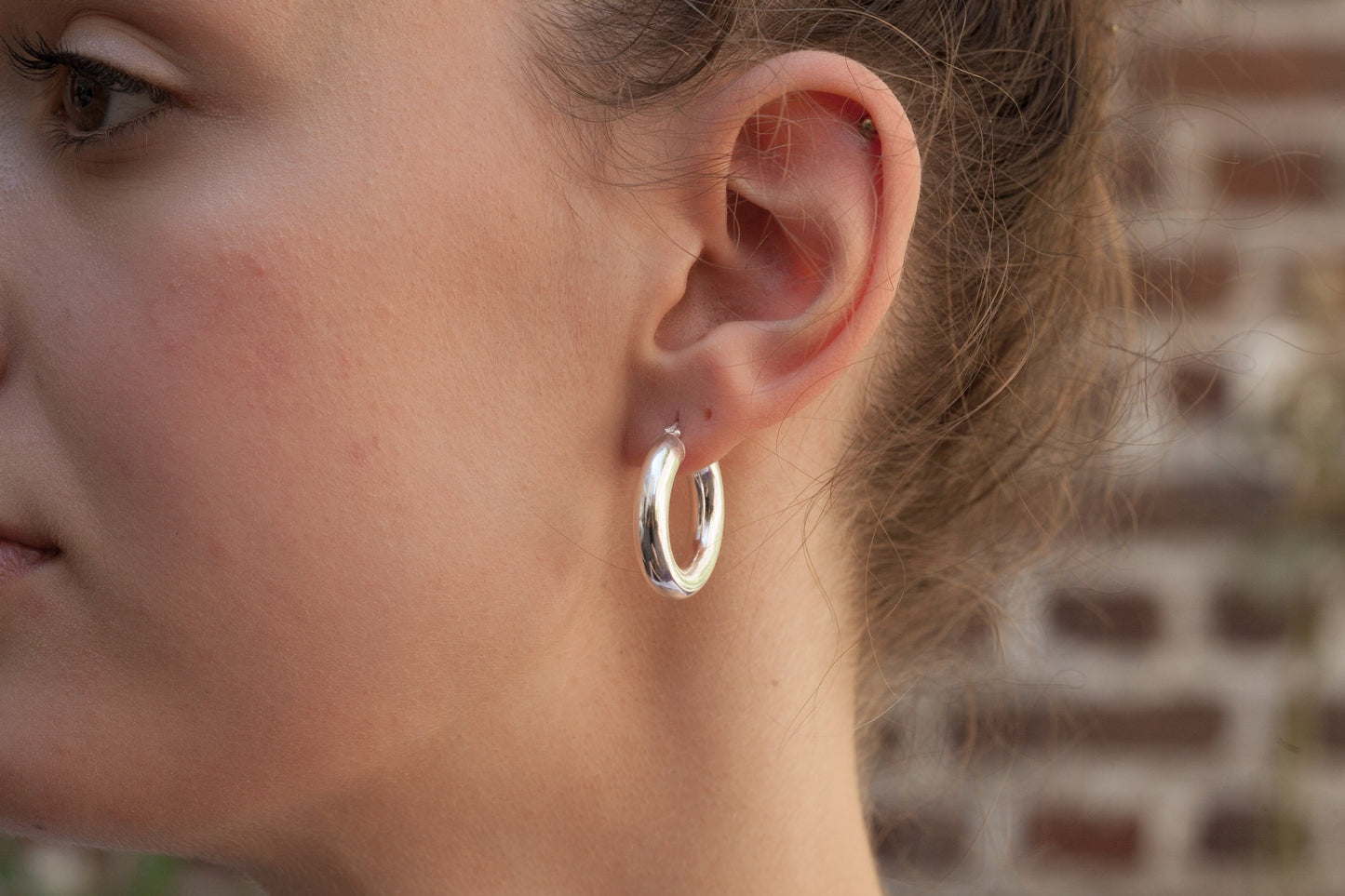 Boucles d'oreilles créoles épaisses en argent