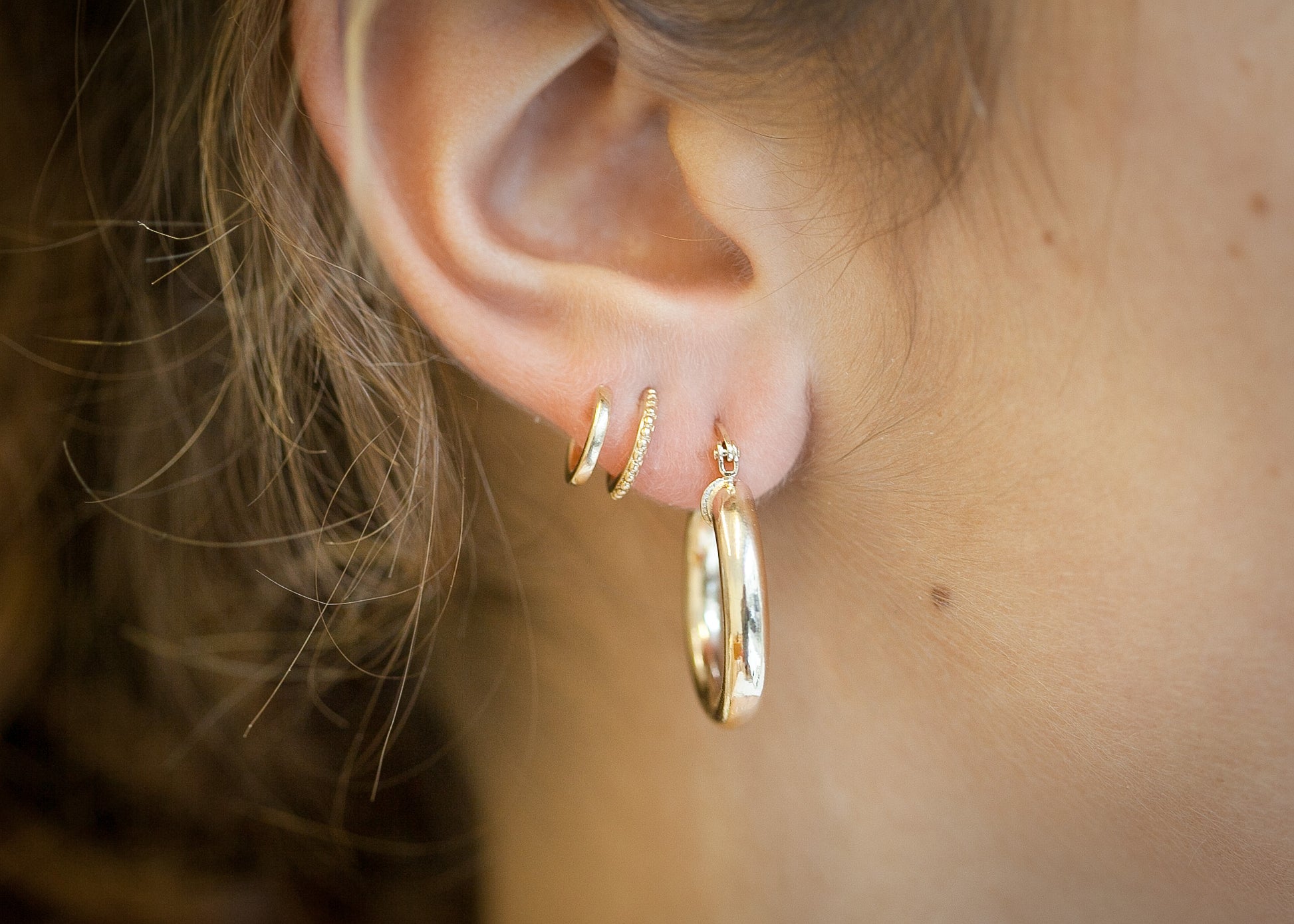 Boucles d'oreilles créoles doubles originales plaqué or – Elise et moi