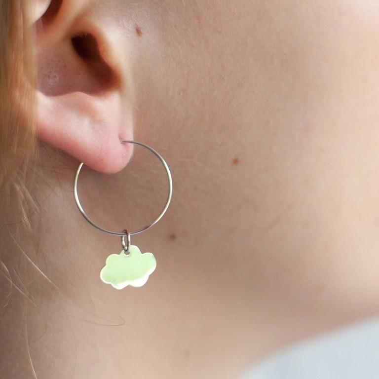 Boucles d'oreille créoles nuage en argent
