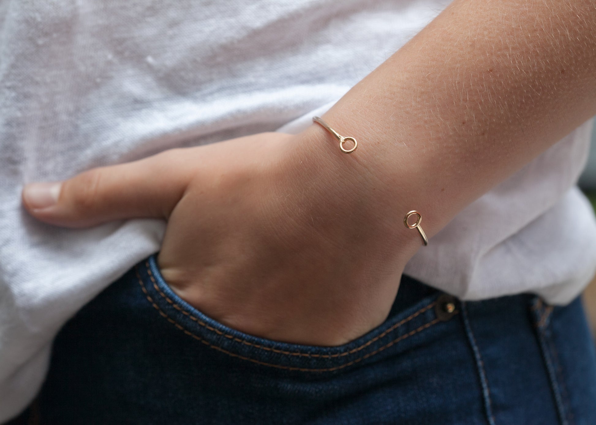 Bracelet jonc 2 anneaux plaqué or