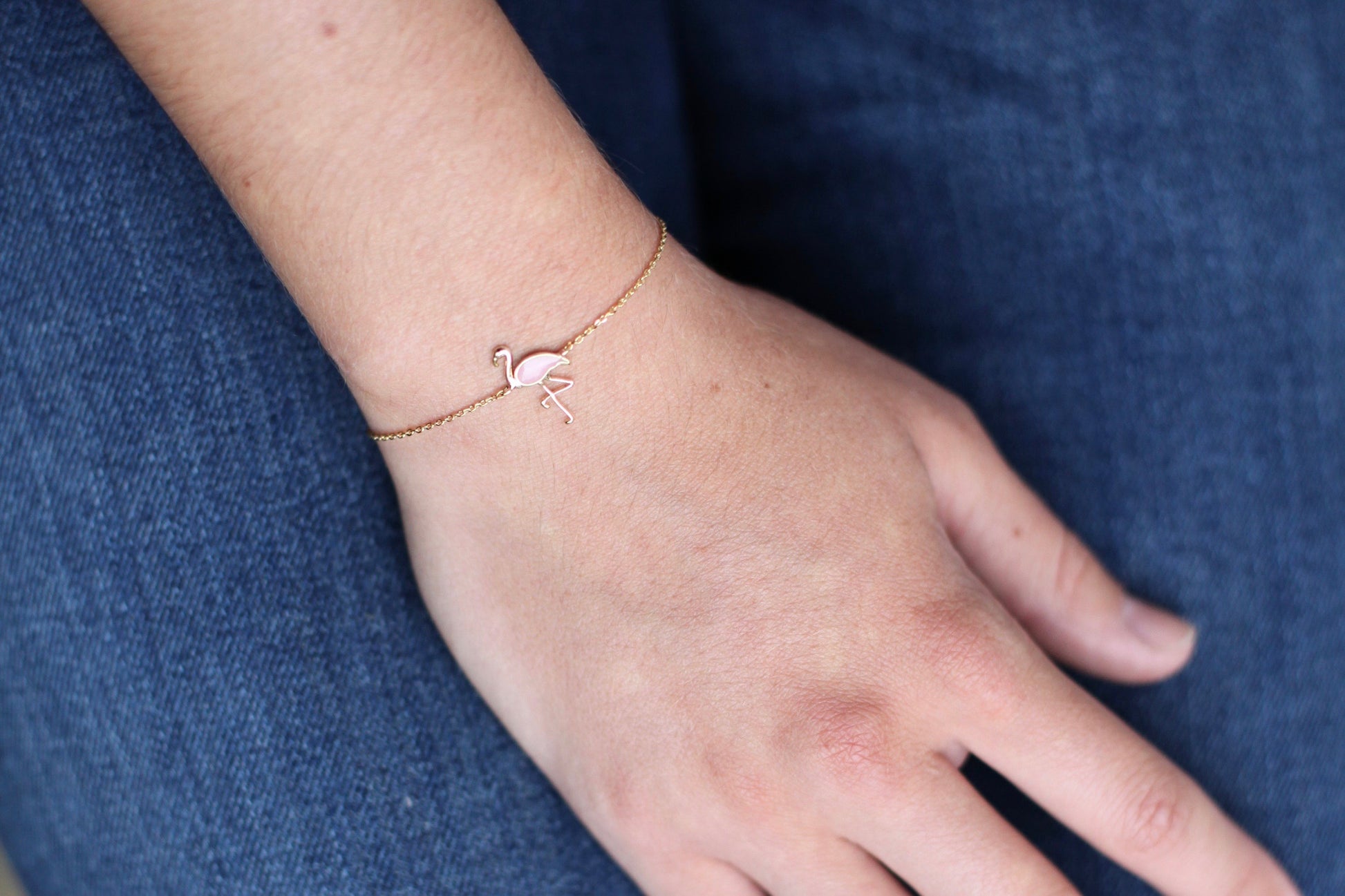 Bracelet flamant rose doré