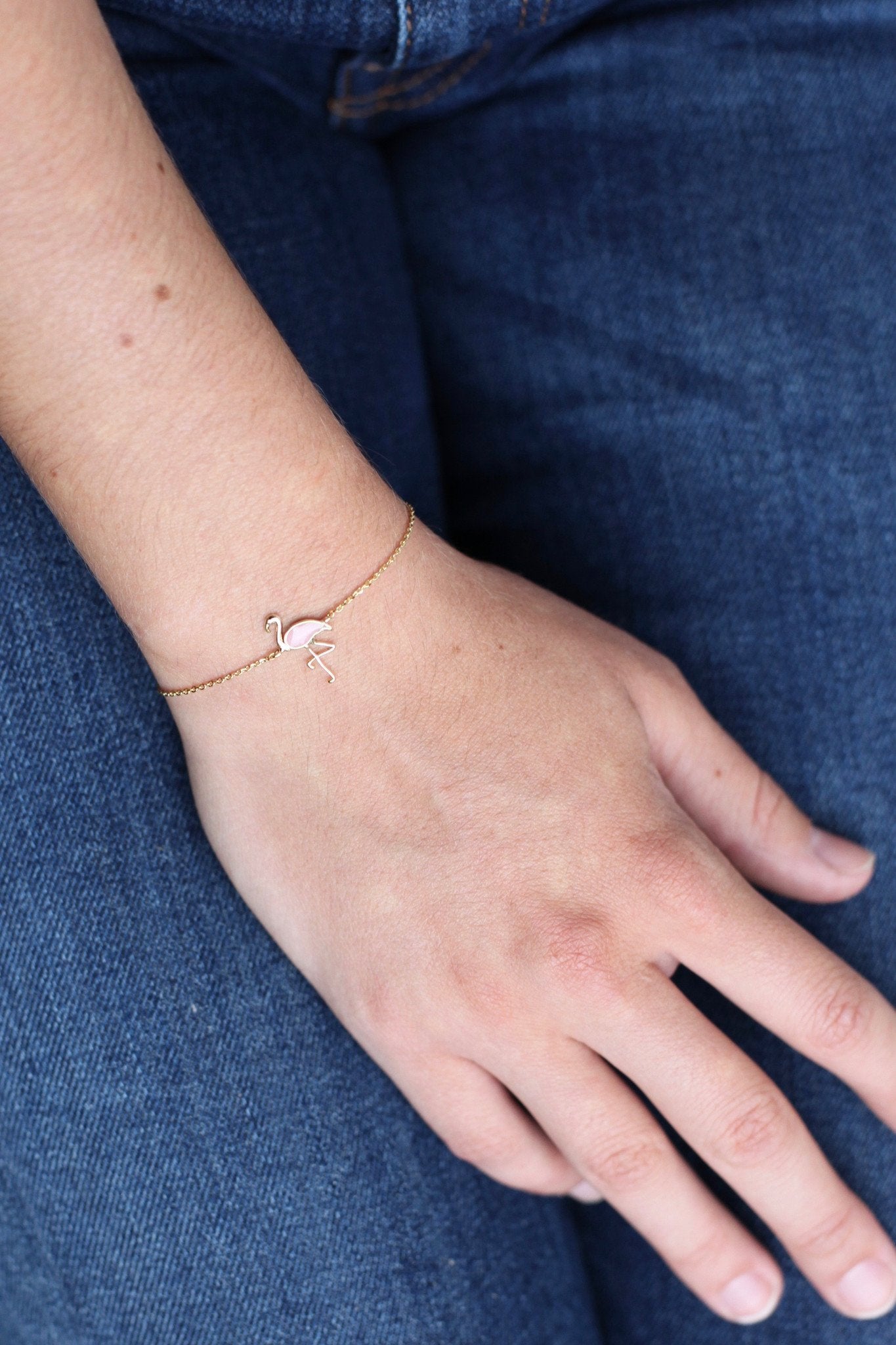 Bracelet flamant rose doré