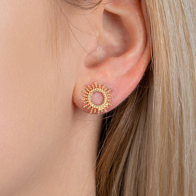 boucle d'oreille pierre de soleil , perle ronde facettée 10 mm - Boucle d' oreille/Pierre de soleil - Miracles minéraux