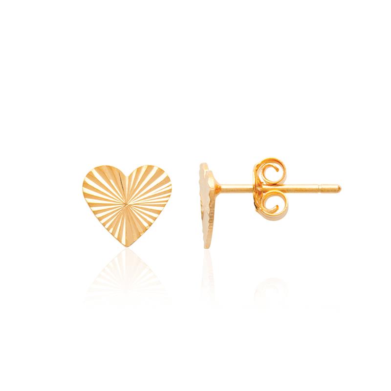 Boucles d'oreilles coeur ciselé plaqué or