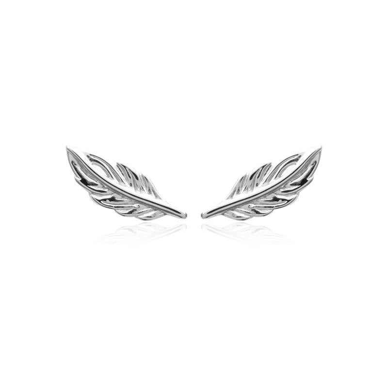 Boucles d'oreilles plume en argent