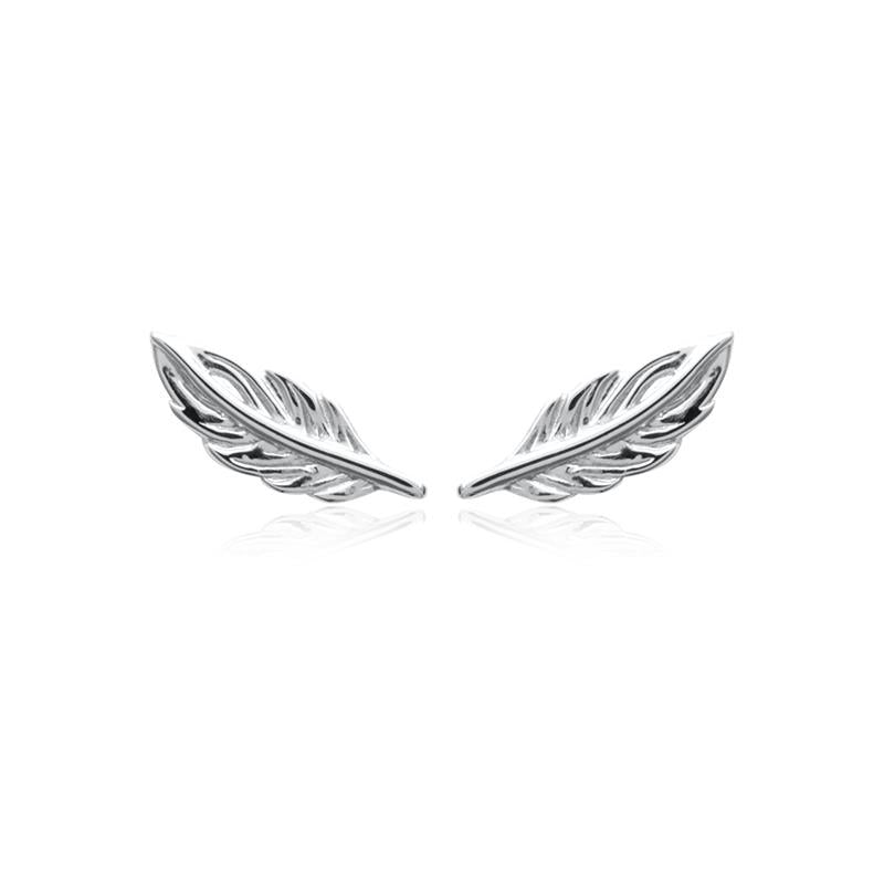 Boucles d'oreilles plume en argent
