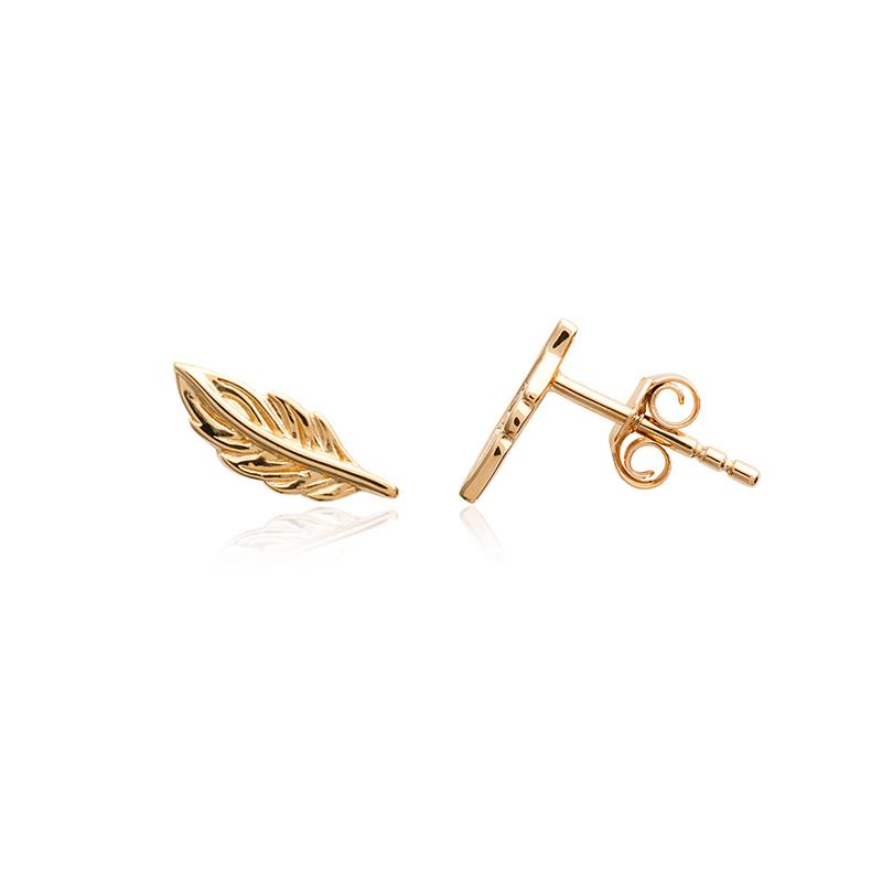 Boucles d'oreilles plume plaqué or