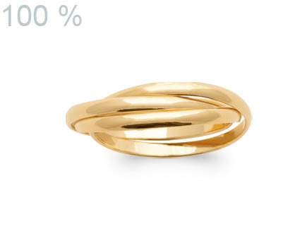 Bague trois anneaux plaqué or