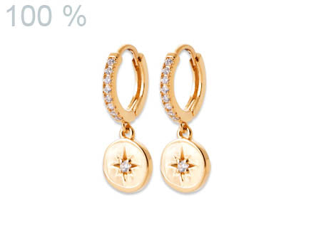 Boucles d'oreilles mini-créoles pastille soleil plaqué or