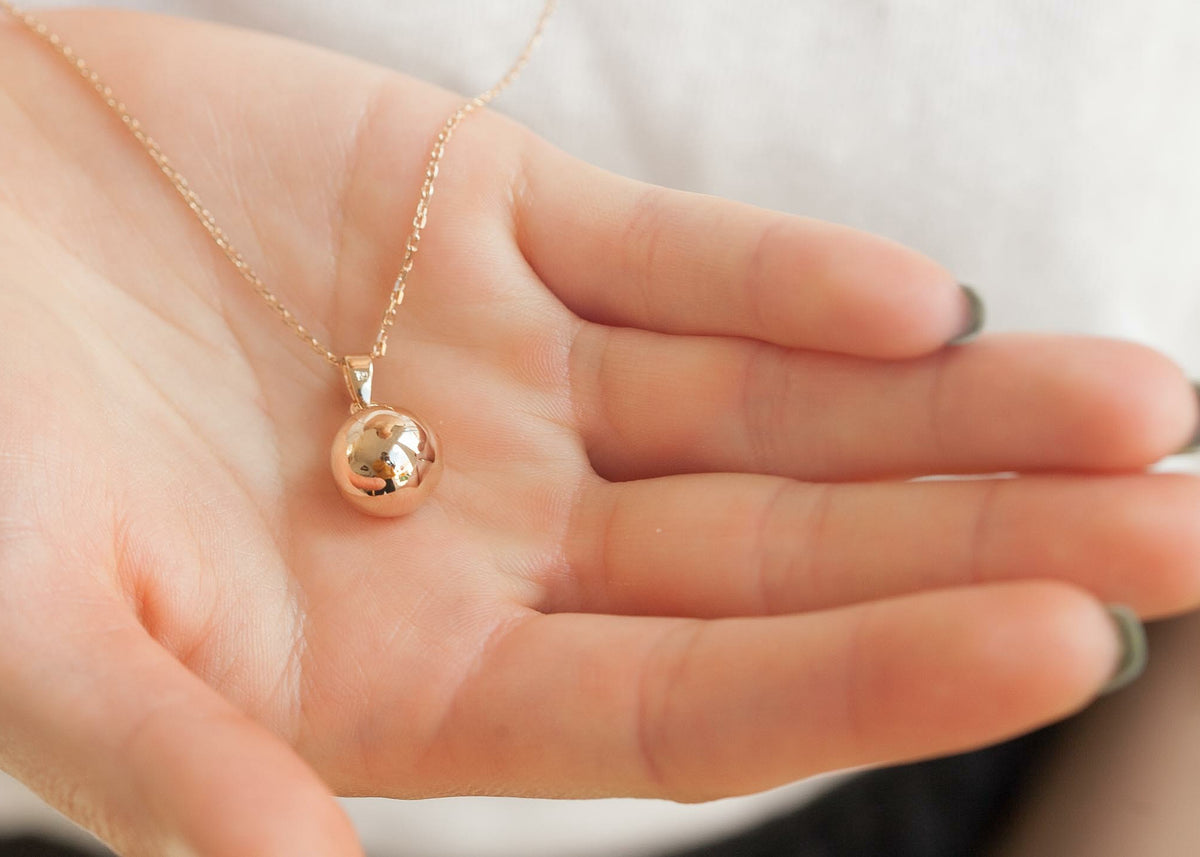 Pendentif Boule Perle Dorée Plaqué Or 18 Carats - Bijou Mixte Femme Homme Enfant